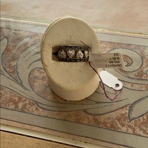 Rhodium Plated Blk & Wht CZ ❤️ Ring Size 7